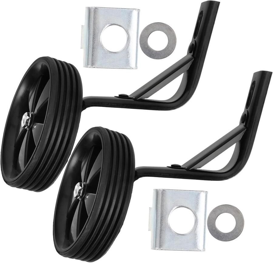 Kinderfiets Zijwieltjes Oefenwielen Fiets Leren Fietsen Verstevigd Ontwerp 10.5cm Diameter Zwart