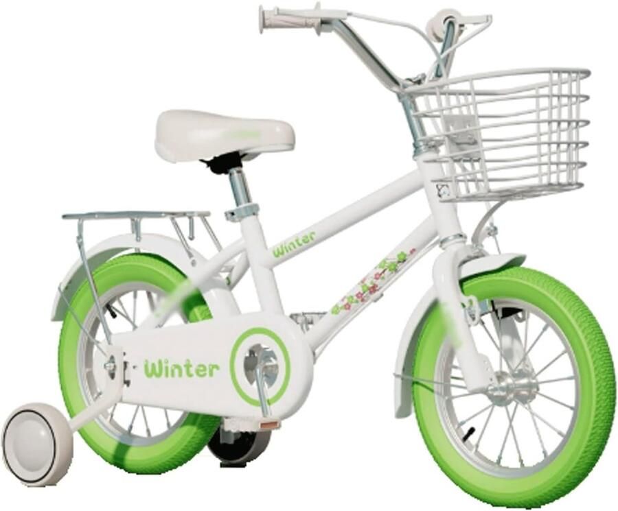 Kinderfiets zonder pedalen Twister auto Actief spel Zijwieltjes en mandje 12 inch Groen