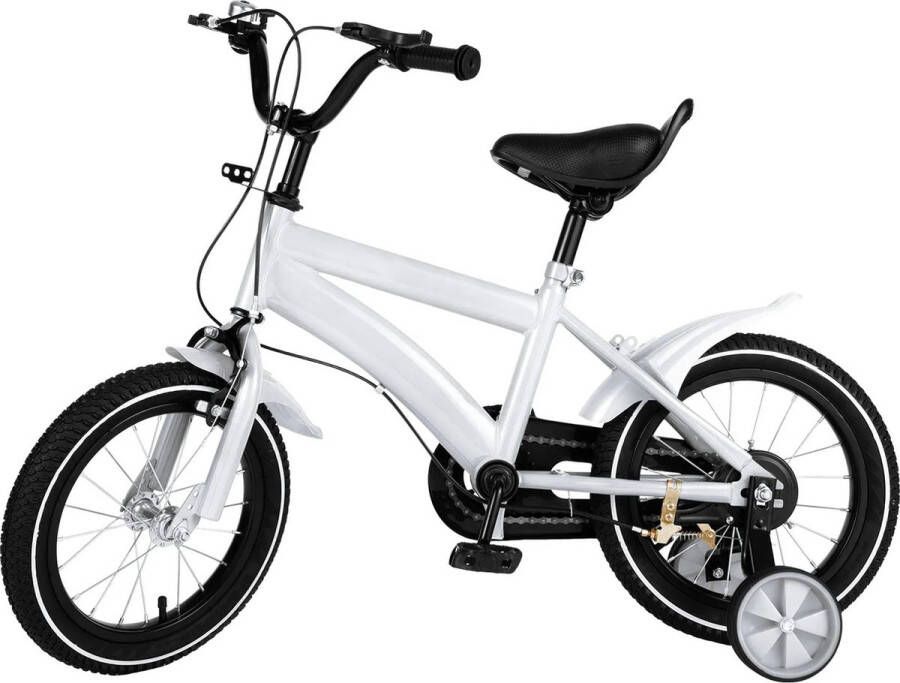 Kinderfietsen Kinderfiets Fiets kinderen Kinderfiets 14 inch 35 cm Wit Zijwieltjes