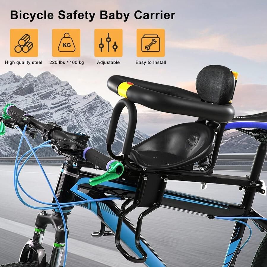 Kinderfietszitje voor kinderen kinderzitje fiets voorgemonteerd voor mountainbikes met stuur kinderzitje voor MTB en racefiets