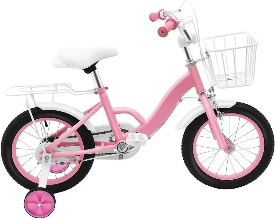 Kinderloopfiets 2-in-1 Loopfiets met trappers Leren fietsen Met mand en stabilisatoren 14 inch roze