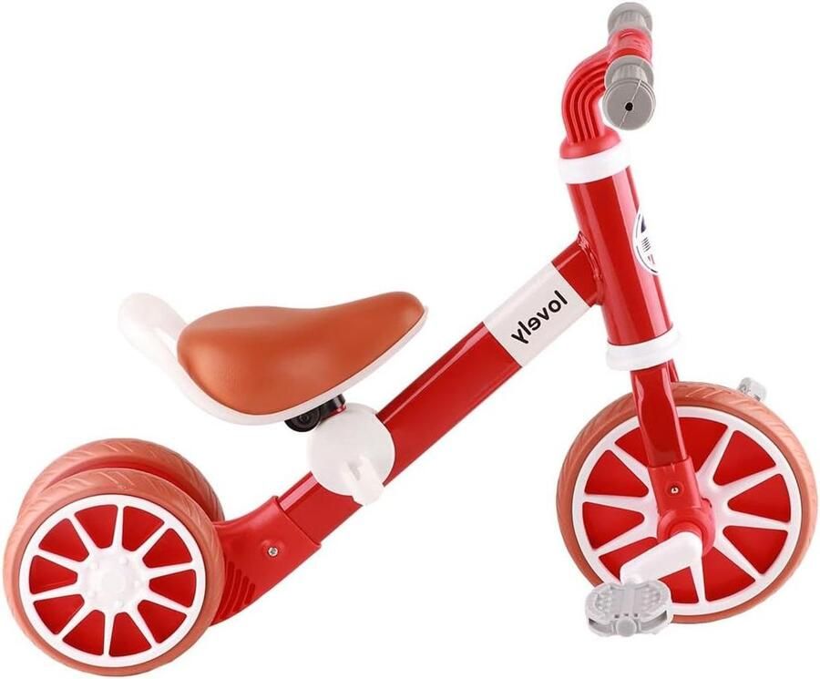 Kinderloopfiets Driewieler peuter Leren fietsen Vierwiel ontwerp 49 x 22 x 20 cm Rood