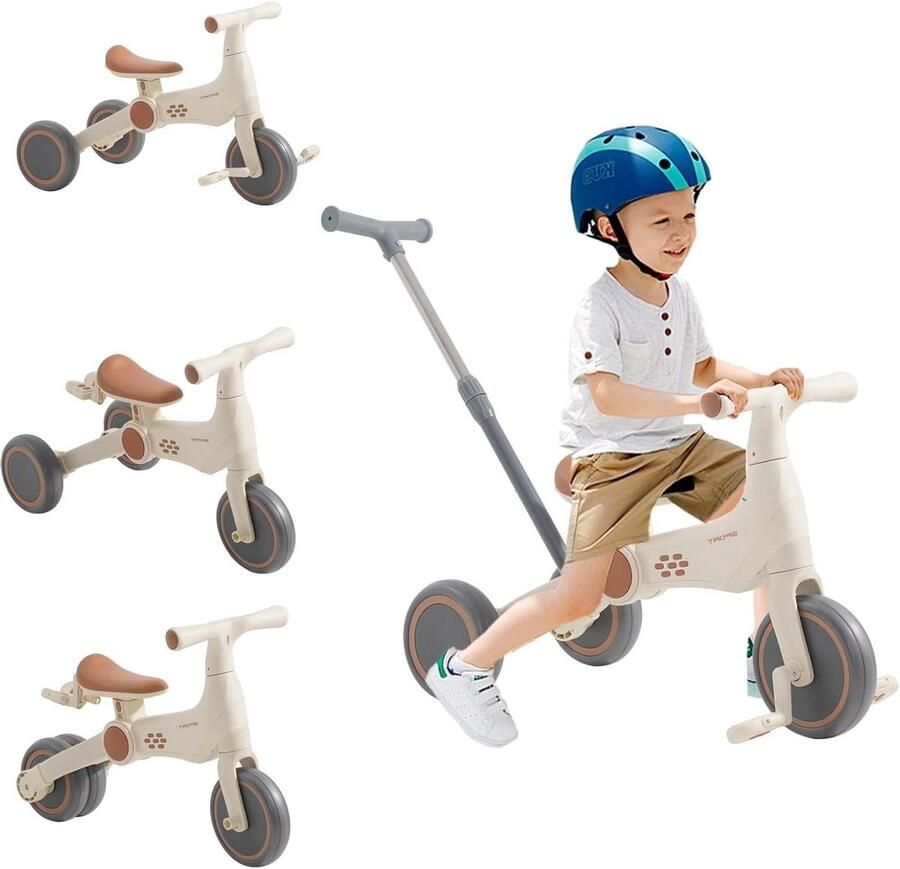 Kinderloopfiets Driewieler Peuterfiets Kinderfiets Leren Fietsen Spelen 4-in-1 Multifunctioneel 58 x 22 x 26 cm Blauw