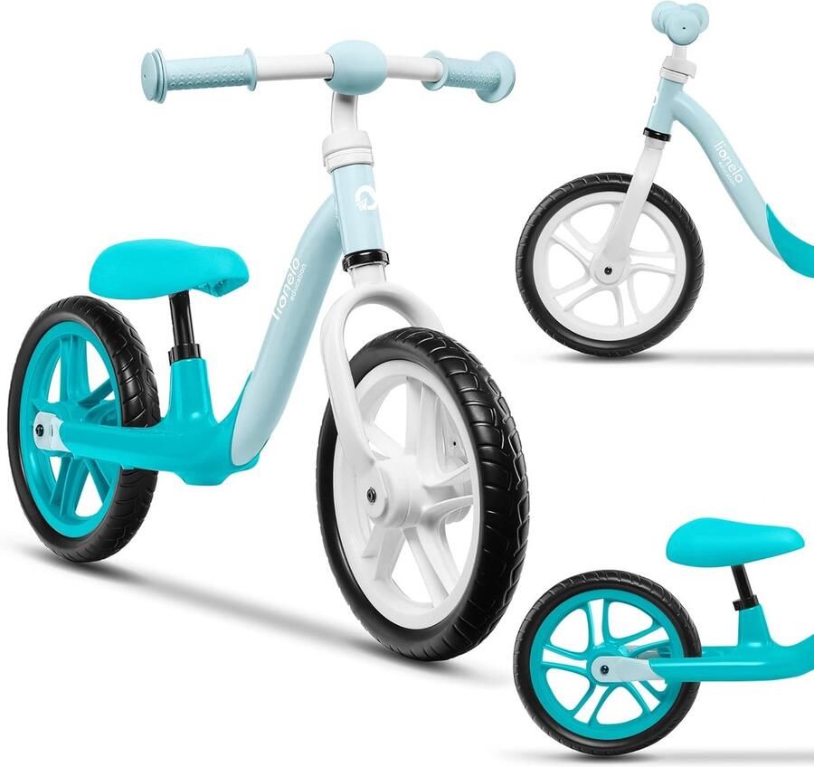Kinderloopfiets Loopfiets zonder pedalen Balans leren Onderhoudsvrije wielen Verstelbaar zadel Turkoois