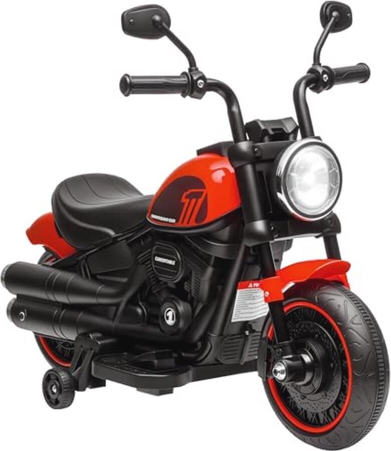 Kindermotorfiets Elektrische Kinderfiets met Afneembare Steunwielen Rood 76 x 42 x 57 cm