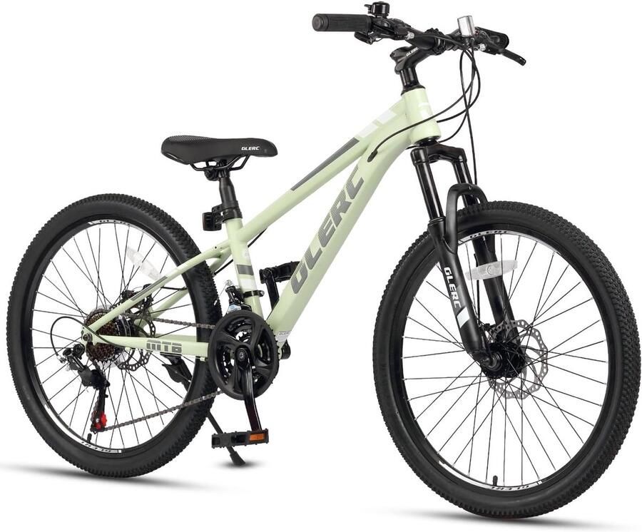 Kindermountainbike sfiets sfiets Buitenfietsen Trail 21 Versnellingen Voorvering 24 Inch Wielmaat Groen