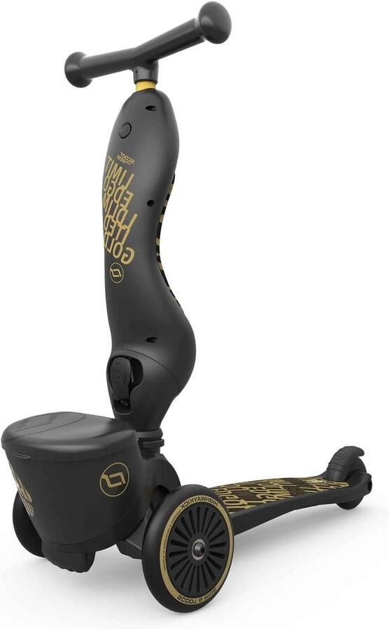 Kinderscooter Loopfiets Step Driewieler Actief Buitenspelen 2-in-1 Combinatie 58 x 25 x 18 cm Zwart Goud