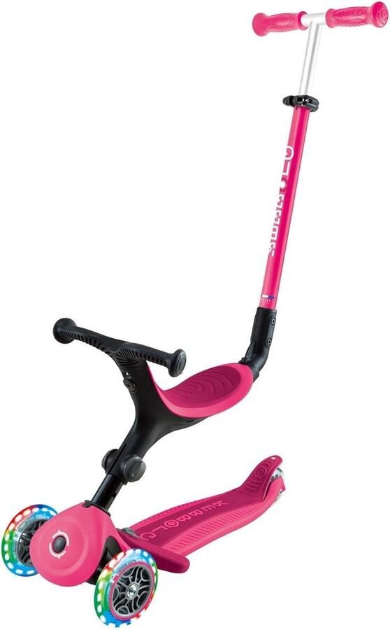 Kinderscooter met Zitje Loopfiets Step Buiten Spelen Gereedschapsloos Verstelbaar 3 Wiel Donker Roze