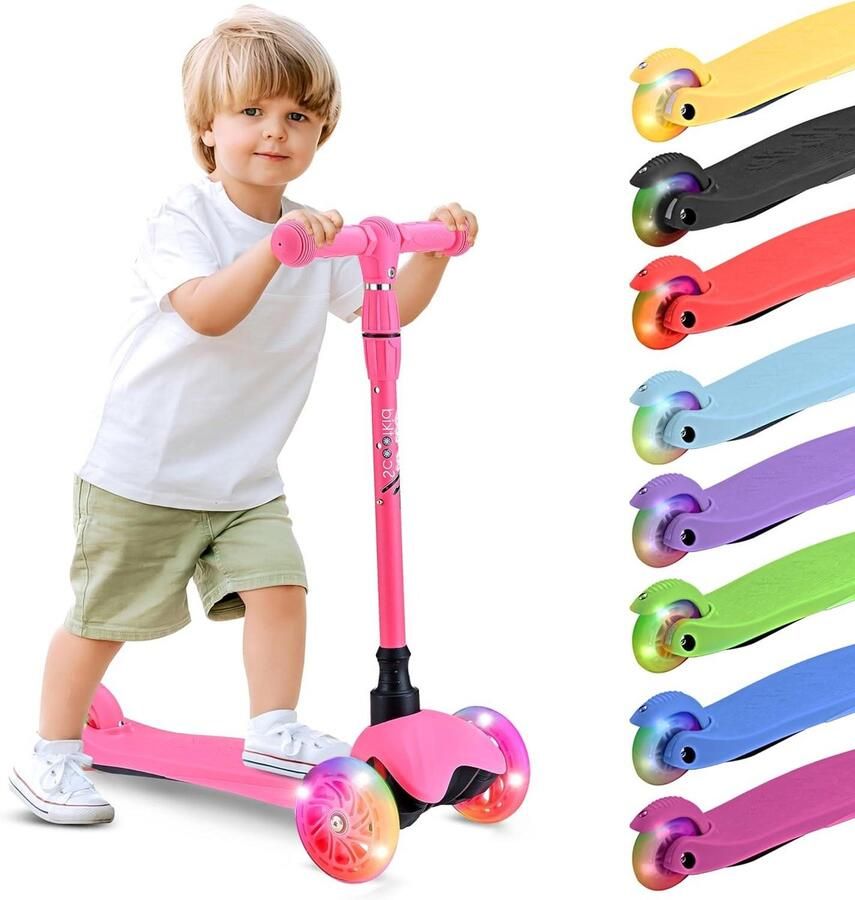 Kinderstep Driewieler stijl Buiten spelen Verlichte LED wielen Verstelbaar stuur Watermeloen