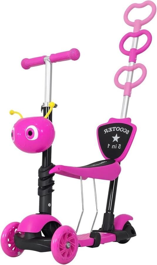 Kinderstep Loopfiets Driewieler Leren Balanceren 5-in-1 Functie Verstelbaar Roze