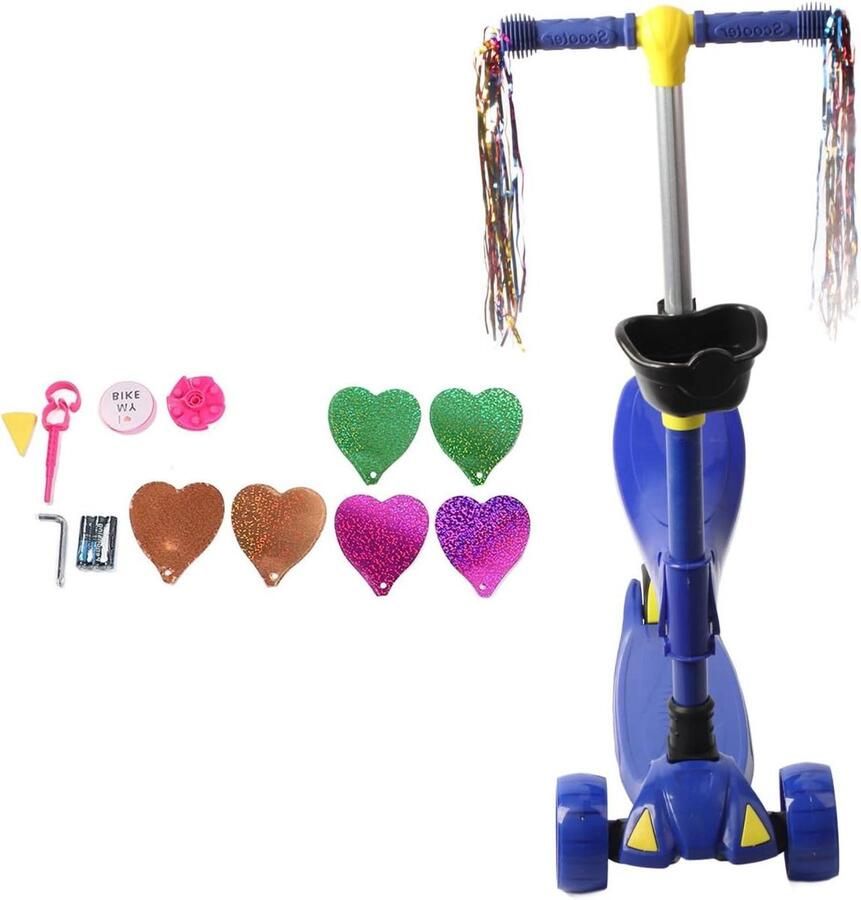 Kinderstep met zadel Peuterscooter driewieler Buiten spelen Verstelbaar stuur zadel 3 wielen Blauw