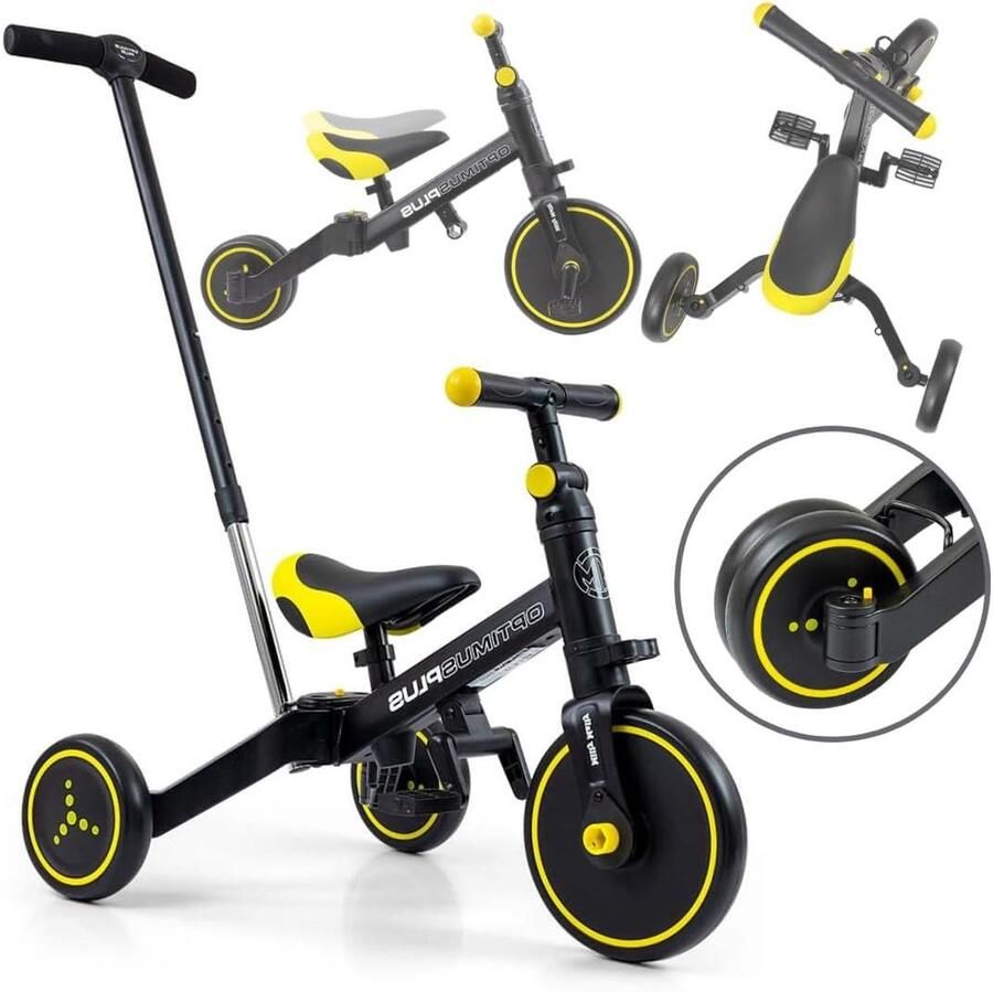 Kindertricycle 4-in-1 Loopfiets Kinderen Leren Fietsen Stalen Frame 66 cm Blauw