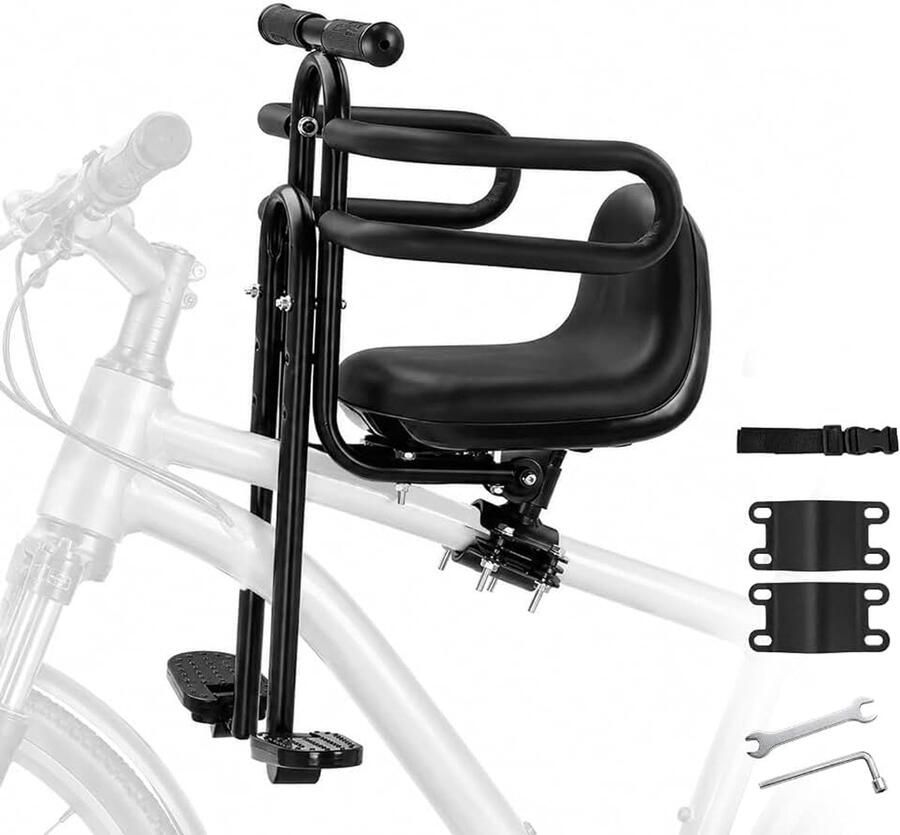 Kinderzitje fiets voor kinderfietsstoeltje met verstelbare zithoek Met armleuningen voetsteunen fietskinderzitje voor mountainbike stadsfiets vouwfiets