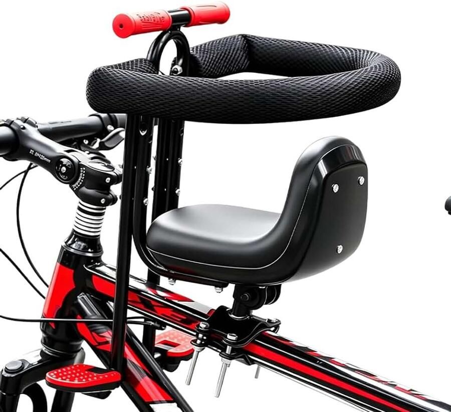Kinderzitje voor mountainbikes met voetsteunen fietszitje voor kinderen voorop fietszitje voor kinderen voorop tot 40kg stalen frame verstelbaar veiligheidsgordel gepolsterd voor