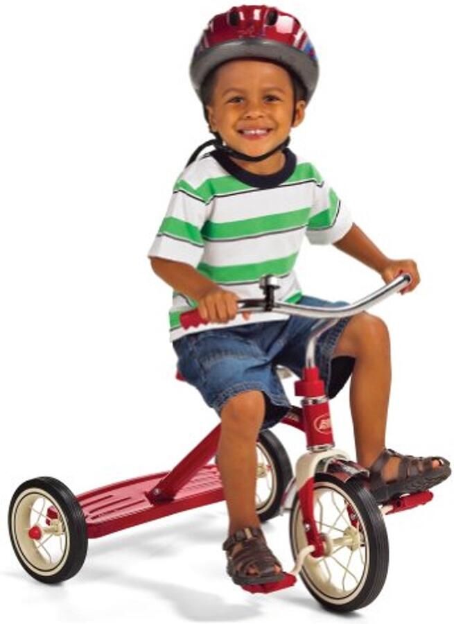 Klassieke Driewieler Peuter Fiets Buiten Spelen Verstelbaar Zadel 10 Inch Wiel Rood