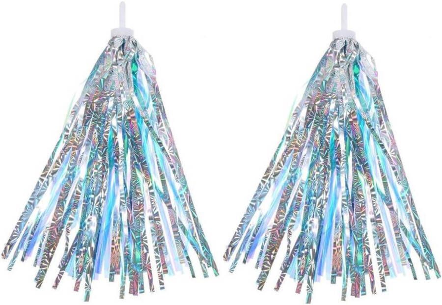 Kleurrijke Streamers voor Kinderfiets Sparkle Tassel Lint Accessoires voor en Blauw Fietsstuur Decoratie met Pom-pom Babydrager Accessoires Streamers Scooter Kindervoertuig Decoratie met Streamers 75 tekens