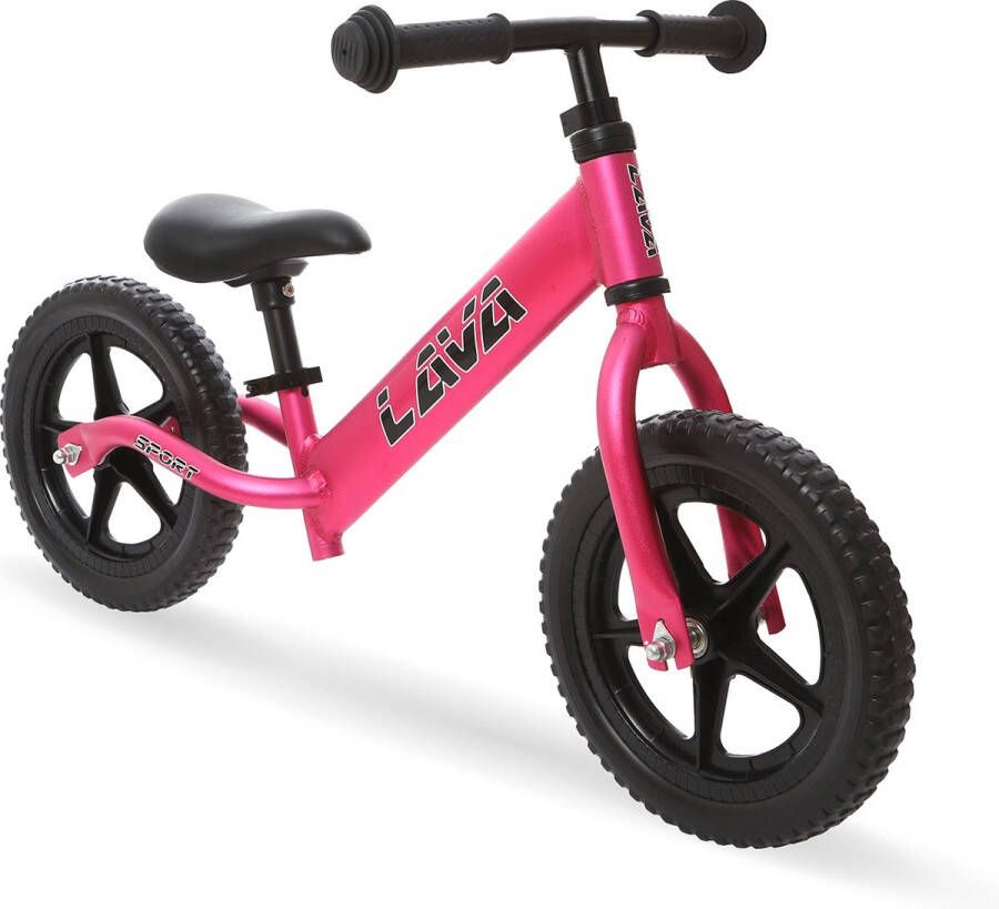 LAVA SPORT loopfiets Ultralichte kinderfiets vanaf 2 jaar loopfiets voor jongens en meisjes 12 inch wielen in hoogte verstelbaar stuur en zadel aluminium frame Eva banden Roze