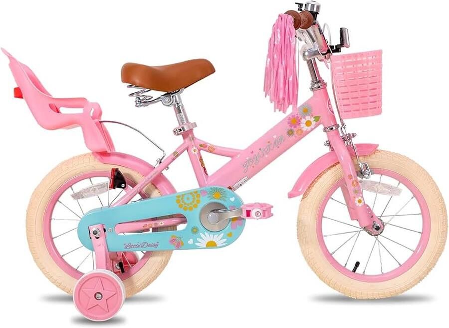 Little Daisy Kinderfiets voor meisjes van 2 tot 7 jaar 30 5 cm met trainingswielen en zitting en poppenmand