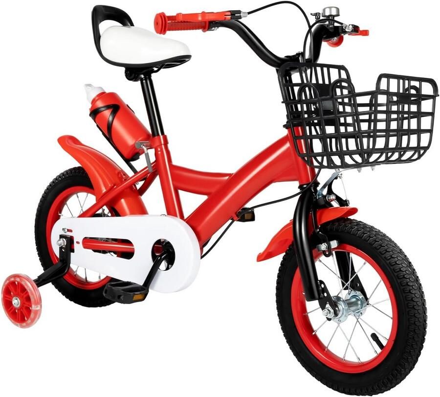 Loopfiets 12 inch voor Kinderen 2-4 Jaar Met Zijwieltjes en Dubbele Remmen
