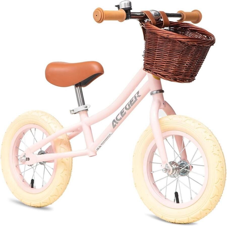 Loopfiets 12 inch voor Kinderen Zonder Pedalen Met Mandje Verstelbaar Zadel Voor Vroeg Leren Fietsen