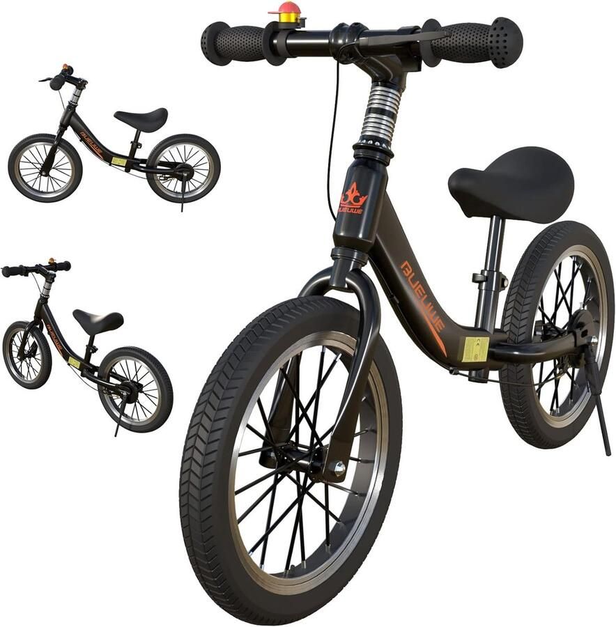 Loopfiets 14 Inch voor Kinderen 2 tot 6 Jaar met Rem en Verstelbaar Zadel