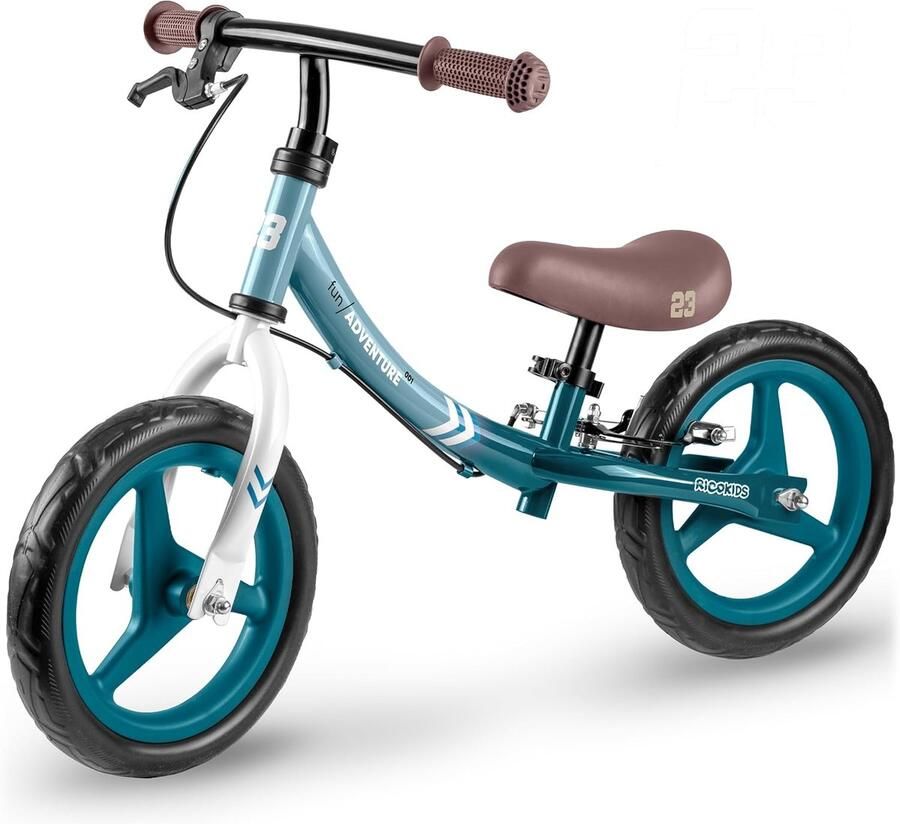 Loopfiets Kinderen Eerste Fiets Balans Leren Verstelbaar Zadel 29 cm Wielen Blauw Wit