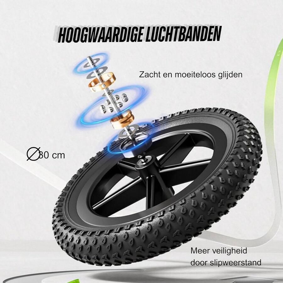 Loopfiets Kinderen Eerste Fiets Buiten Spelen Luchtbanden & Demping 12 Inch Zwart