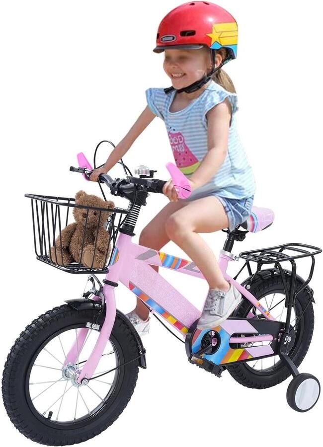 Loopfiets Kinderfiets Loopfiets met pedalen Kinderen Leren Fietsen Verstelbaar Zadel 14 inch Roze Zwart