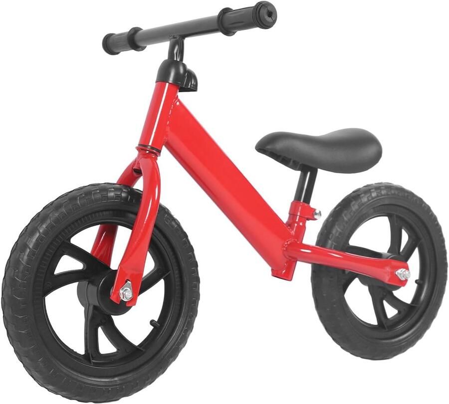 Loopfiets Kinderfiets Peuterfiets Balansfiets Balanstraining Kinderen Verstelbare Zithoogte 12 Inch Wielen Zwart