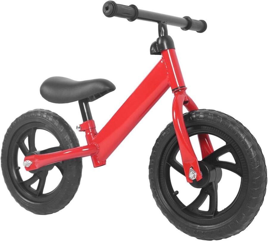 Loopfiets Kinderfiets Peuterfiets Balansfiets Balanstraining Leren Verstelbare Zithoogte 12 Inch Wielen Zwart