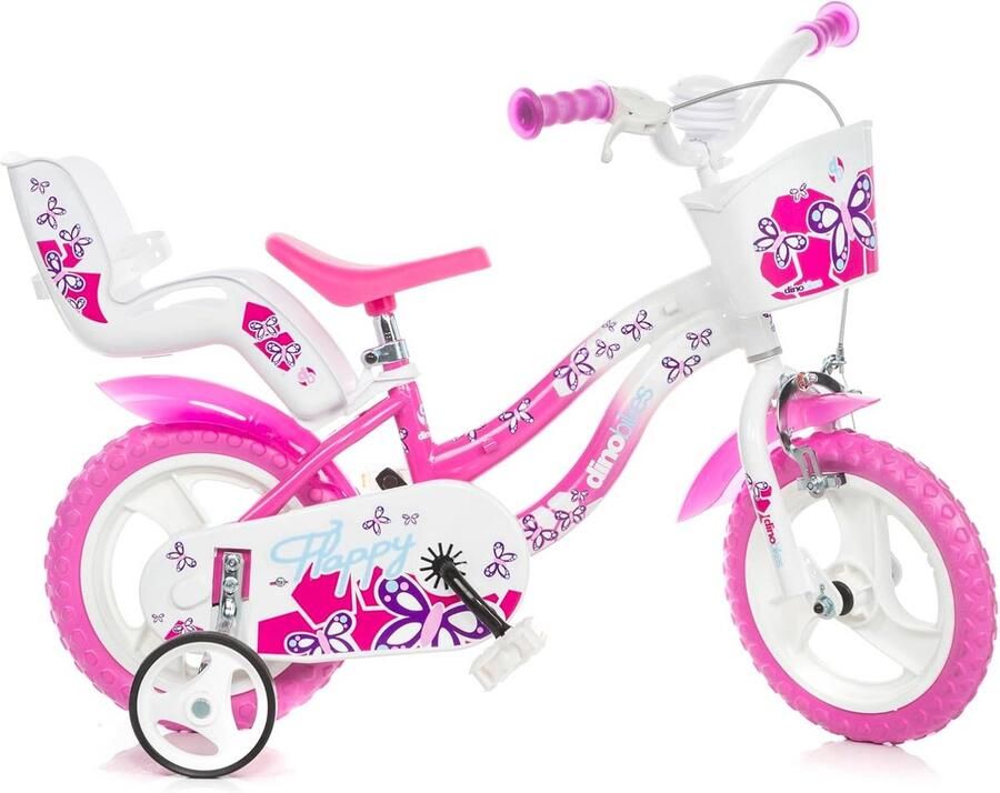 Loopfiets met zijwieltjes 12 inch voor meisjes 3-5 jaar Inclusief mand en poppendrager