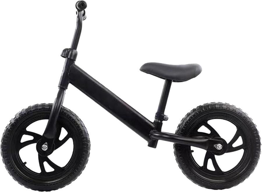 Loopfiets Peuters Babyfiets Kinderfiets Buiten Spelen Verstelbaar Koolstofstaal 54x28x14 cm Zwart