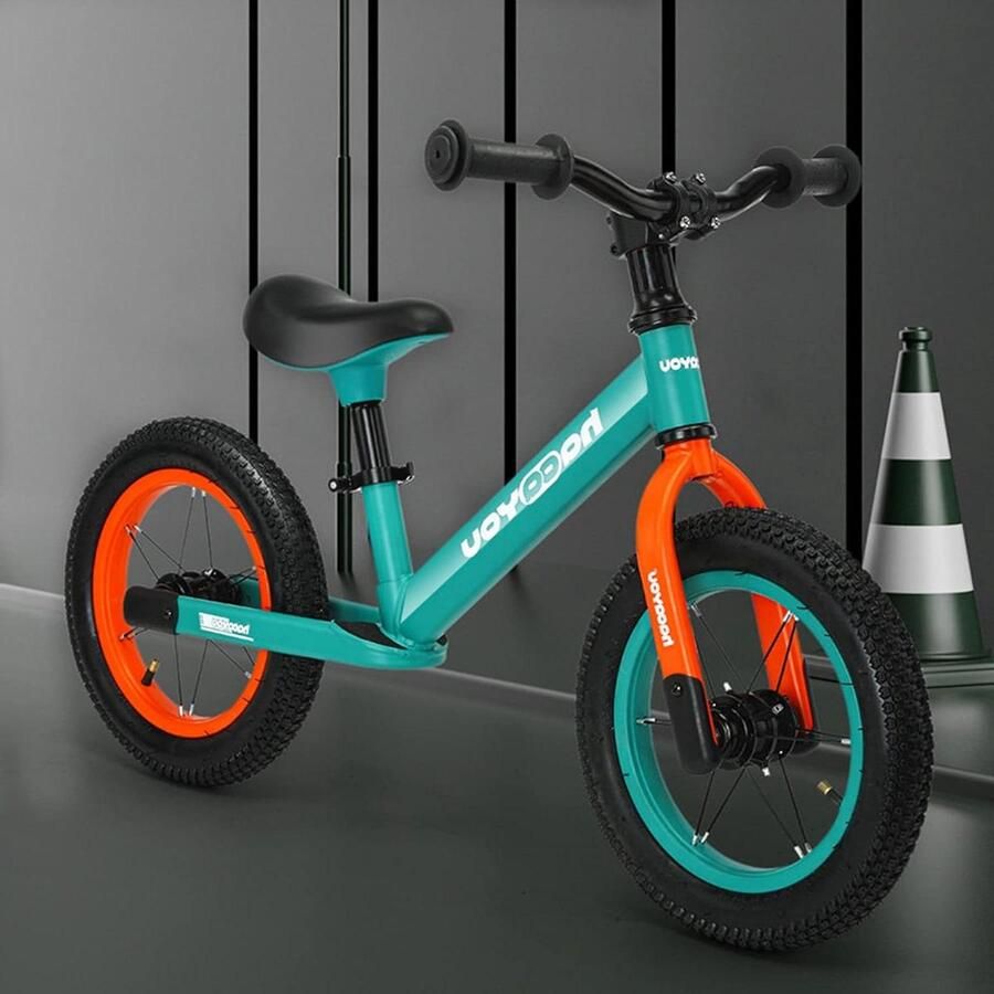 Loopfiets voor Kinderen Balansfiets Peuters Leren Fietsen Lichtgewicht Koolstofstaal 12 inch Groen