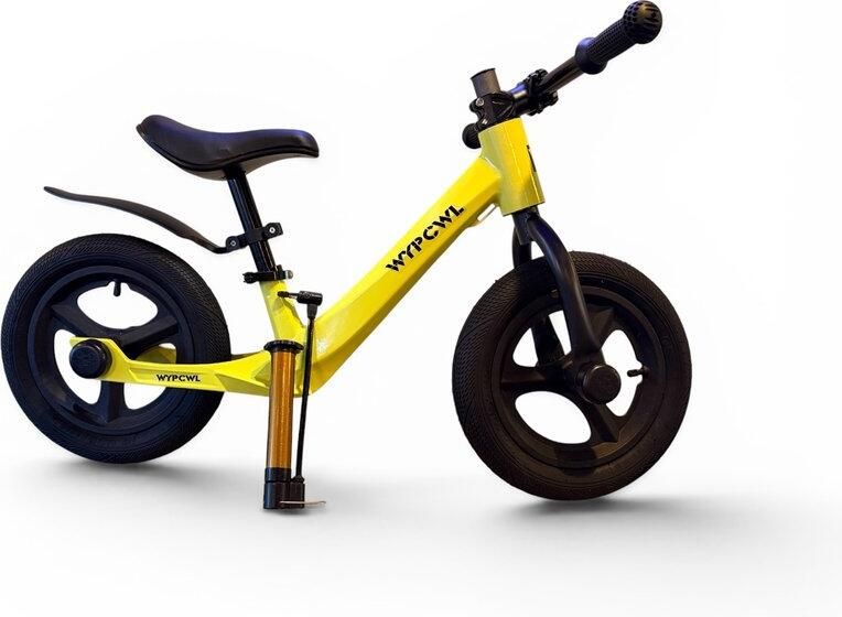 Loopfiets voor Kinderen Geel Groen Verstelbaar Zadel en Stuur met Fietspomp