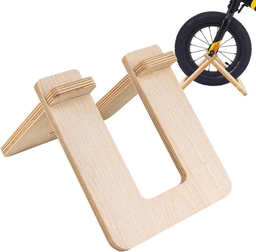 Loopfietsen Parkeerrek Fietsen Opbergrek Kinderen Organiseren Duurzame Houtconstructie 20.8 x 7 x 1.2 cm Natuurlijk
