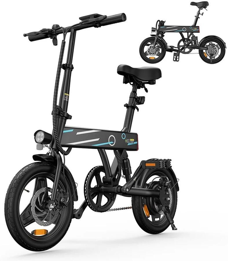 LUMÈ STORE Elektrische Fiets Opvouwbaar – E-bike Volwassenen- Fatbike Inklapbaar 36V 7 8Ah Compact 14 Inch 25KM Zwart