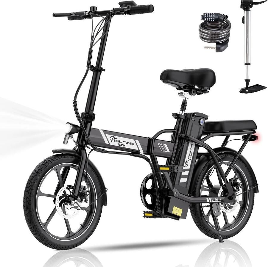 LUMÈ STORE – Elektrische Vouwfiets 16 Inch – 250W Motor – Tot 25 km u – Opvouwbare E Bike – 20-45 km Actieradius – Zwart