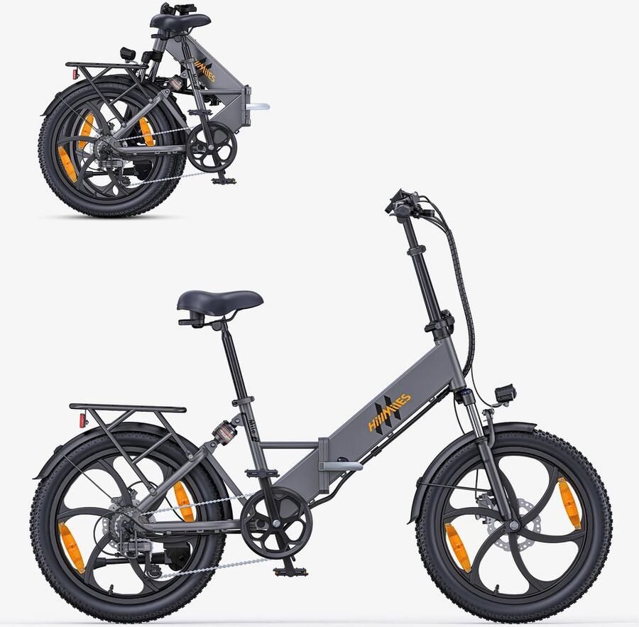 LUMÉ STORE Elektrische Vouwfiets E-Bike Opvouwbare Stadsfiets Volwaassenen 250W 20 Inch 60KM Actieradius Grijs