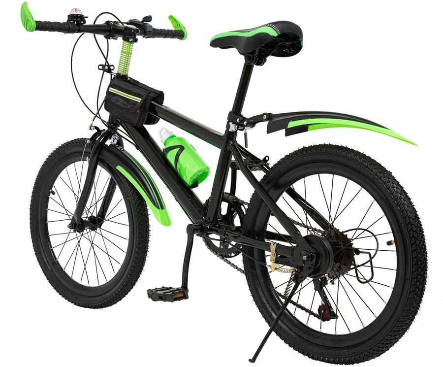 LUMÉ STORE Kinderfiets Mountainbike Fatbike 7 Versnellingen Antislip Banden Opbergtas 20 Inch 130-150cm Zwart