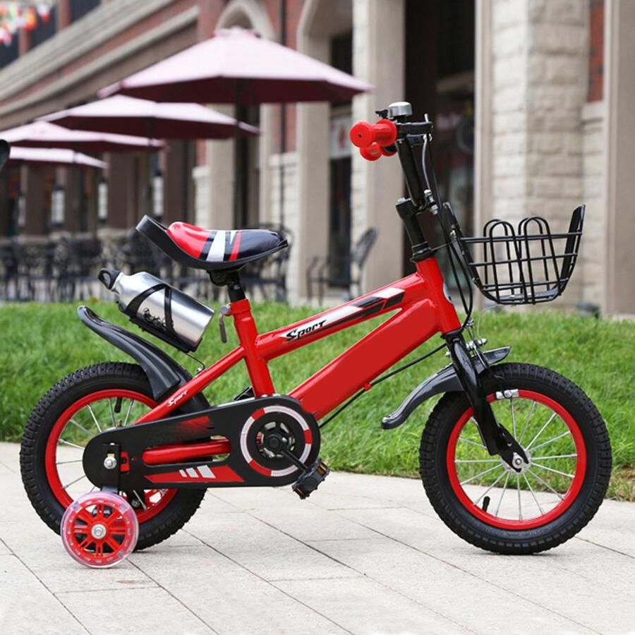Luxe Kinderfiets Meisjesfiets Kinderspeelgoedserie Kinderfiets – 14 inch – 2-6 jaar Trainingswielen Mand Rood