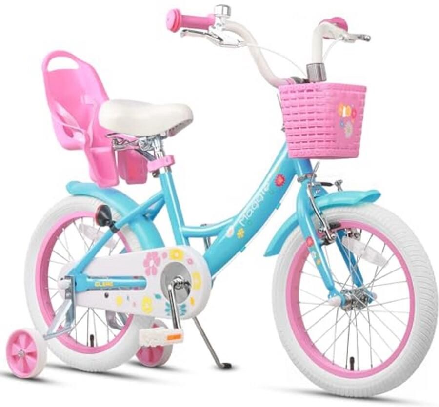 Meisjesfiets 12-20 inch kinderfiets voor 2-13 jaar prinsessenstijl met poppenzitje mand en trainingswielen