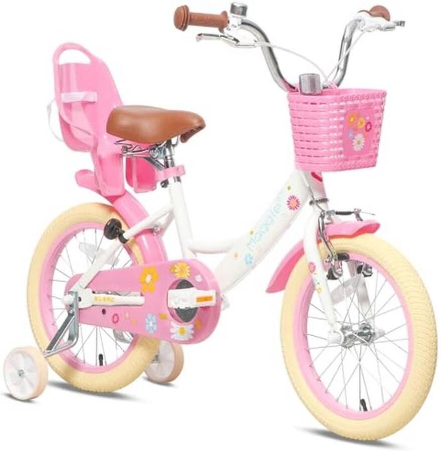 Meisjesfiets 12-20 Kinderfiets Voor 2-13 Jaar Met Poppenzitje Mand En Trainingswielen Prinsessenstijl