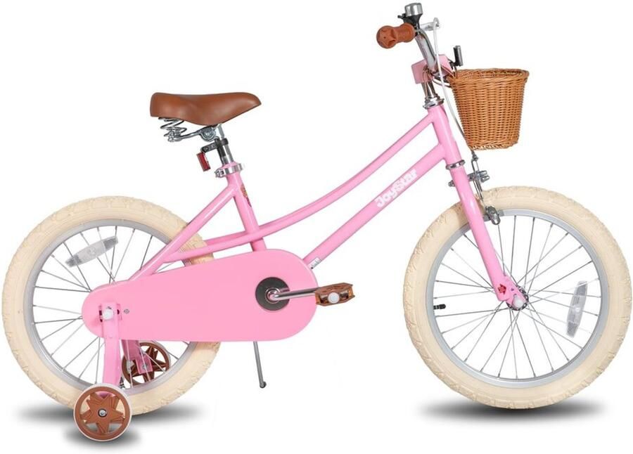 Meisjesfiets 12 14 16 Inch Met Trainingwielen en Mand Retro Stijl