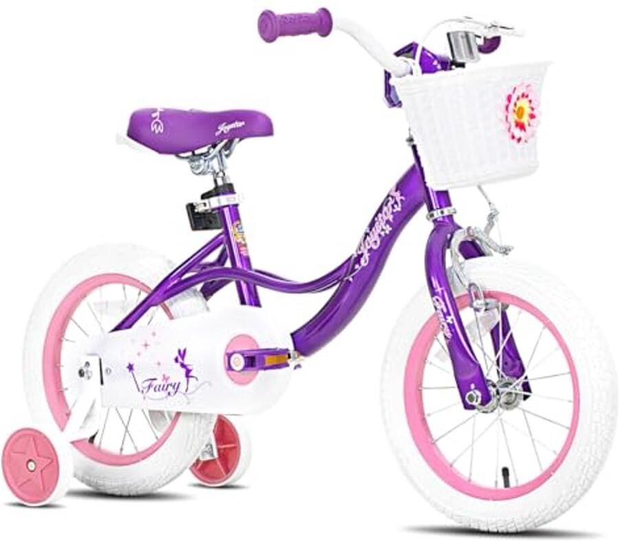 Meisjesfiets 14 Inch voor Kinderen 3-5 Jaar met Stabilisators en Handrem