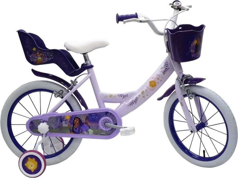 Meisjesfiets 16 inch Paars Stevige Kinderfiets met Mand en Spatborden