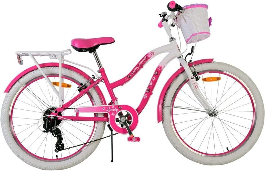 Meisjesfiets 24 inch Roze met 7 Versnellingen Veilige Kinderfiets