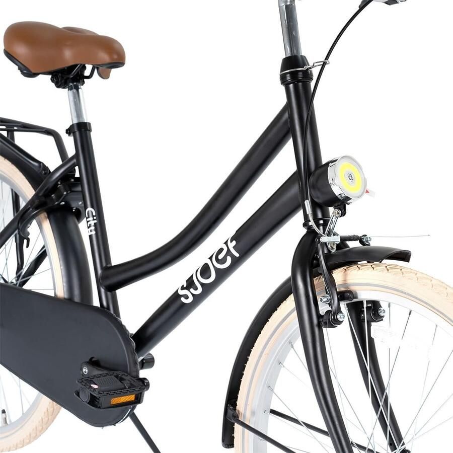 Meisjesfiets 26 inch Stadsfiets Kinder Dagelijks Gebruik Verstelbaar Zadel Stuur 26 Inch Mat Zwart