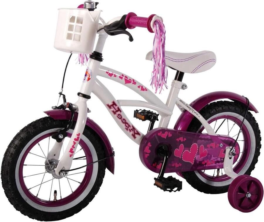 Meisjesfiets Cruiser Kinderfiets Hart Leren Fietsen Volledig Gesloten Kettingkast 12 inch Wit Paars