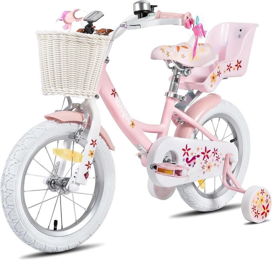 Meisjesfiets Kinderfiets Eenhoorn Leren Fietsen Met Poppenzitje 12 inch Roze