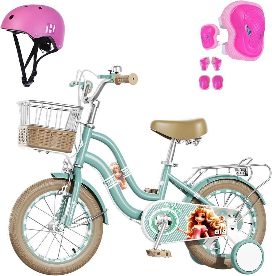 Meisjesfiets Kinderfiets Eerste fietsritten Inclusief beschermset 16 inch Munt
